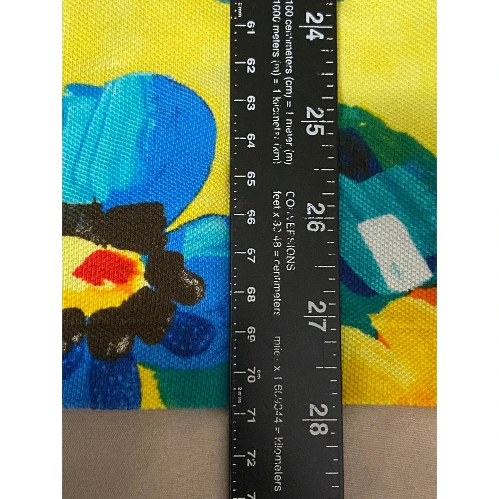 Polo Ralph Lauren XL Floral Polo Shirt Mens Yellow Tropical Trippy Psychedelic